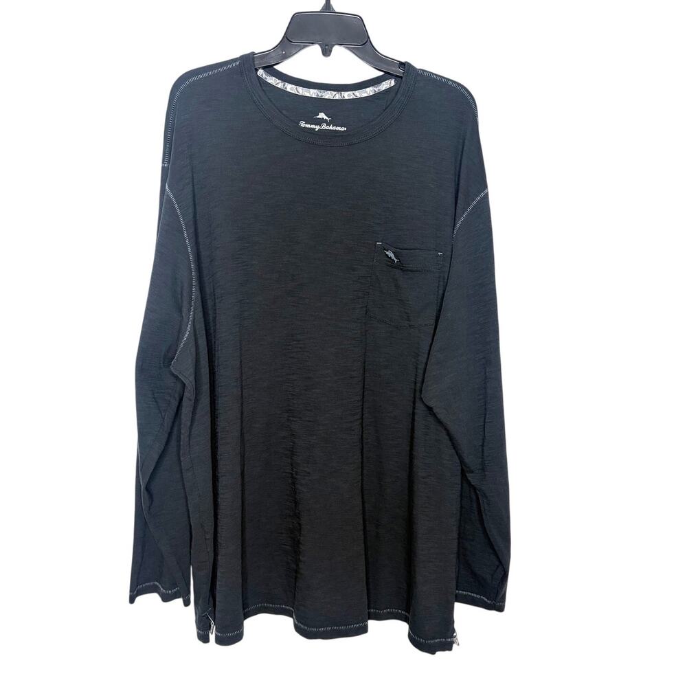 Tommy Bahama Bali Skyline Long-Sleeve T-Shirt Men's 2XLB Black Preppy Casual EUC